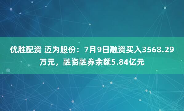 优胜配资 迈为股份：7月9日融资买入3568.29万元，融资融券余额5.84亿元