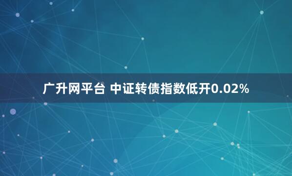 广升网平台 中证转债指数低开0.02%
