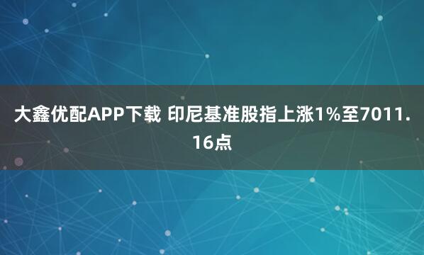 大鑫优配APP下载 印尼基准股指上涨1%至7011.16点
