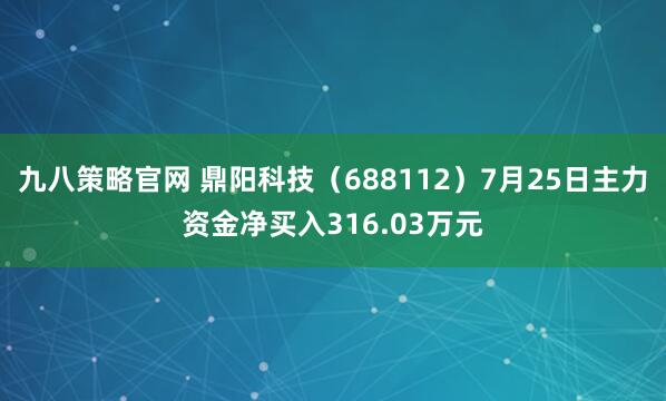 九八策略官网 鼎阳科技（688112）7月25日主力资金净买入316.03万元